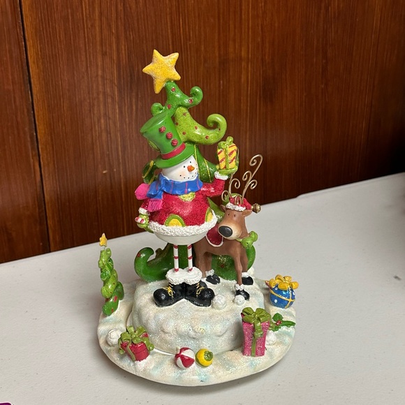 Home Interiors Christmas tree Snowman Reindeer Revolving Musical box - Picture 9 of 14